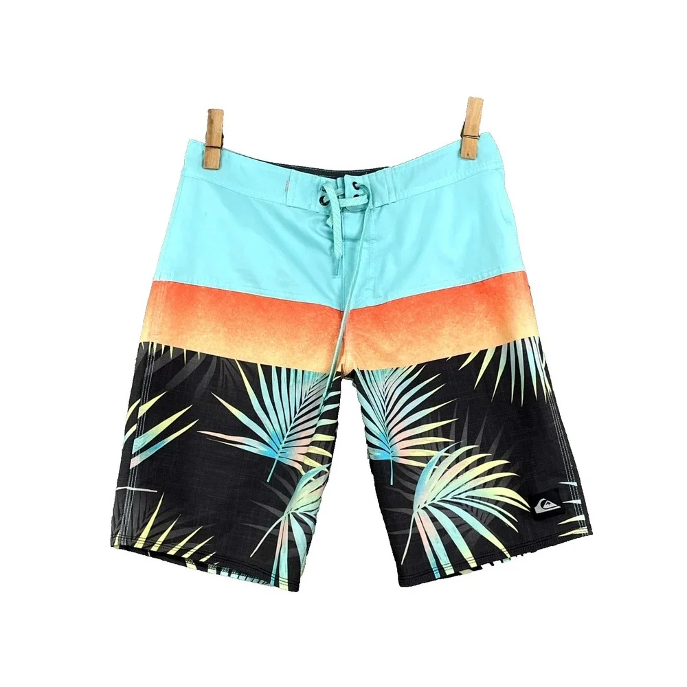 Quiksilver Surfsilk Panel 20 Board Shorts‎ Mens 29 Tropical Palm Leaf Beach Swim